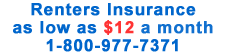 Renters Insurance as low as $12 per month